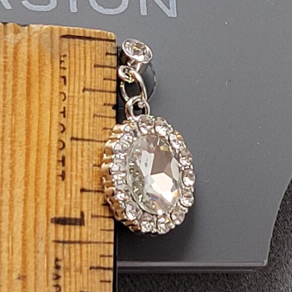 Clear Faux Crystal Drop Earring by Occasion New on Card Rhinestones Prom Wedding - Picture 2 of 12